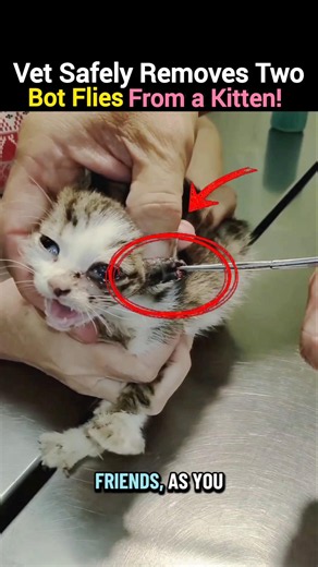 Vet Safely Removes Two Bot Flies From a Kitten #KittenRescue #BotFlyRemoval #VetCare #CatHealth #fyp