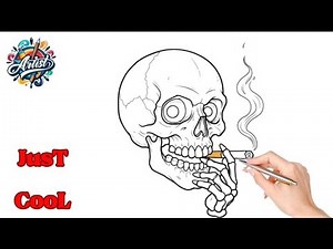 How to draw Skull Smoking Cowboy drawing||🔥🔥 Skull wearing Hat #skull #smoke #art
