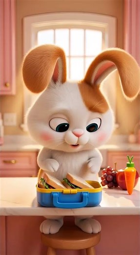 Cute Bunny Packing Lunch 🍎🐇 | Good Morning Animation 🌞 #shortsvideo