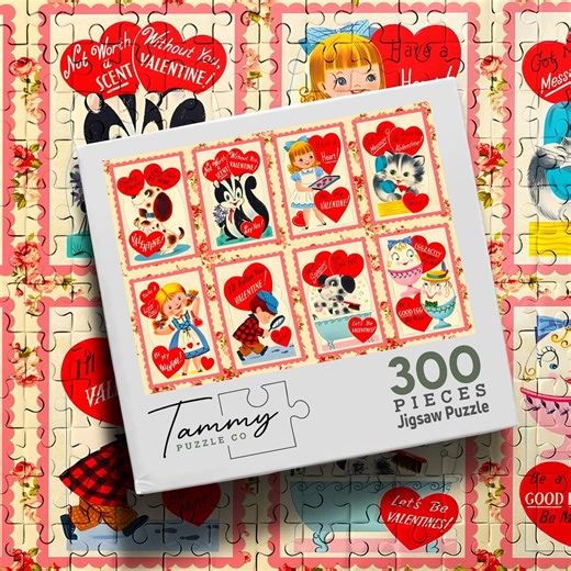 Retro Valentine Puzzle – Vintage Valentine Postcard Jigsaw Puzzle – Kitsch Love Art – Anniversary Gift - Etsy