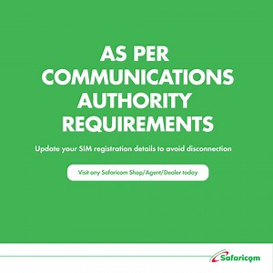 Did you know that you need to update your SIM registration details to avoid being disconnected? Visit any Safaricom shop/agent/dealer today with your ID. #StaySafeAndSecure | Safaricom PLC