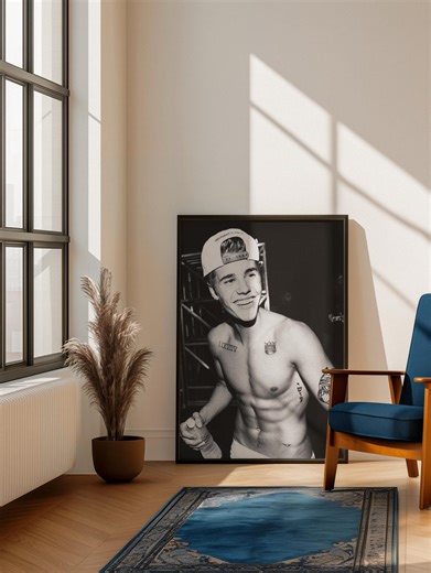 Shirtless Justin Bieber Poster | Black & White Pop Star Wall Art | Y2K Music Icon Print | Teen Bedroom Decor | Trendy Dorm, Frat Room Decor - Etsy