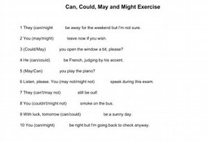 Can, Could, May and Might Exercise1 They (canvimightbe away ... | Filo