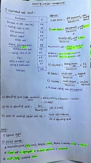 Working Capital Management in 1 page 📚🔥 (CA/CMA Must Watch) #cmainter #cainter #fmbda