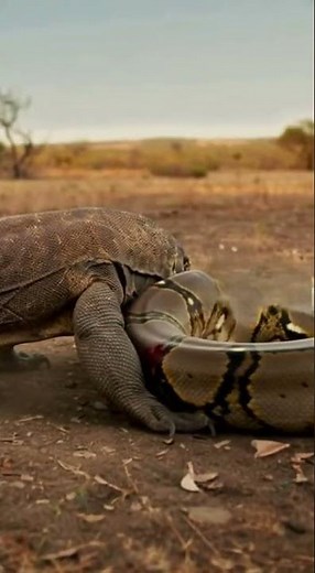 Komodo Dragon attack a big python #python #attack #animals #amazing #shorts