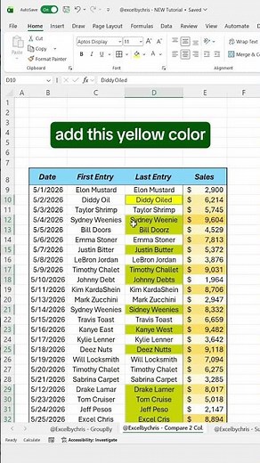 How to compare 2 columns and find mismatch data in Excel! #excel #exceltips #exceltutorial