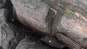 POV hiking on high boulders on flat top of Mount Roraima, Canaima National Park, Venezuela, South America