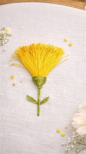 Satisfying Fringe Flower Embroidery 🌼 | Easy Hand Embroidery for Beginners #shorts