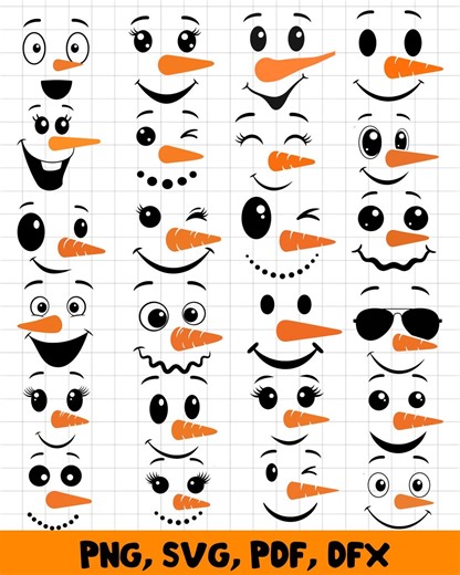 Snowman Faces SVG Bundle , Smiley, Cheer and Happy Winter & Holidays Crafts Ideas. Snowwomen Face - Etsy
