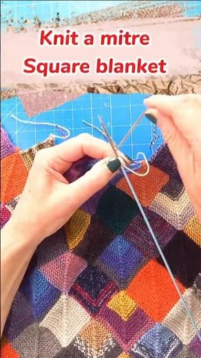 Knit a Mitered Square Blanket from Scrap Yarn