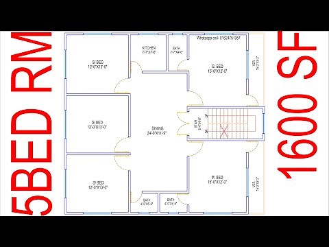 HOUSE PLAN DESIGN | EP 02 | 1600 SQUARE FEET 5 BEDROOMS HOUSE PLAN | LAYOUT PLAN