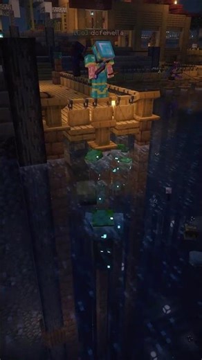 Drowneds really said “Not Today” when trying to peacefully fish with friends #minecraft