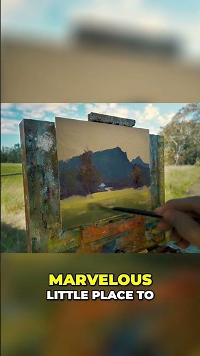 Painting a Picturesque Landscape: Trees, Shadows, and Views #shorts