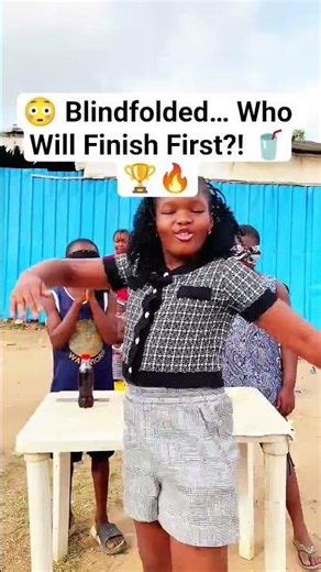 😱 Blindfold Drink Challenge… First to Finish WINS!! 🥤🔥 #shorts #games