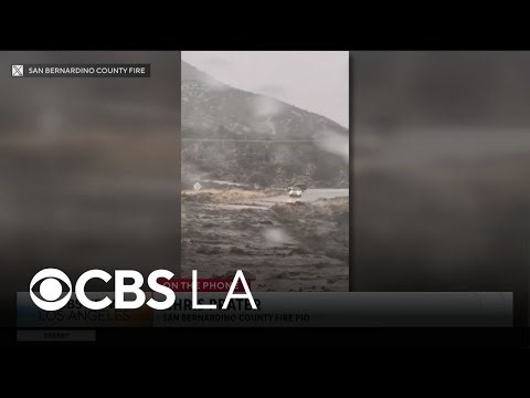 Debris and mudflow on Highway 2 in Wrightwood make the road impassable