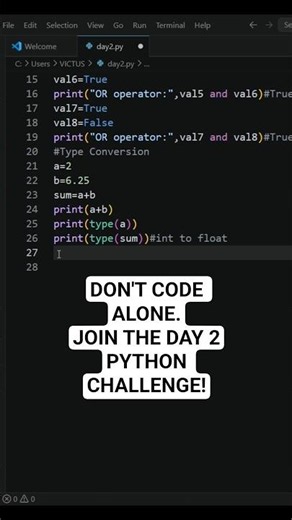 Day 2 of Python: Learning User Input & Logic! 💻 #shorts #programming #coding