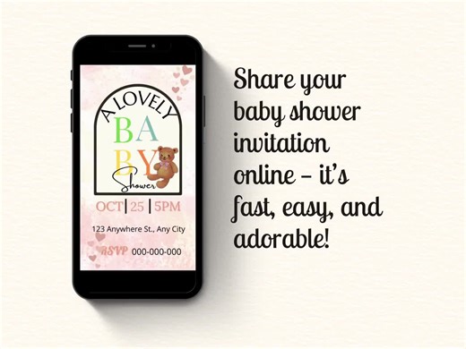 Editable Teddy Bear Baby Shower Digital Invitation - Etsy