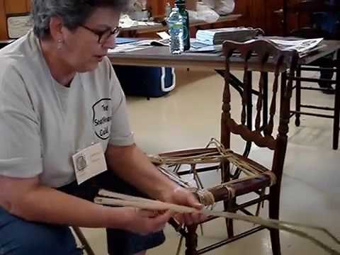 Weaving a Hand-twisted Rush Seat Demo--pt. 1 of 3