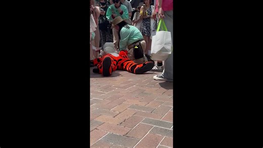 Winnie the Pooh tiger mascot faints from heat at Disneyland in China