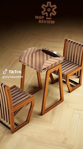 DIY Compact Folding Wooden Table and Chairs Design