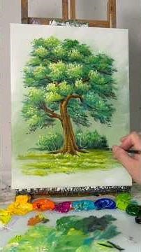 Peaceful Tree Painting | Easy Acrylic Art #shorts