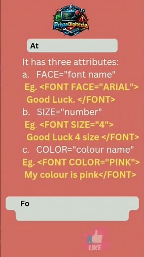 FONT Tag of html with its attributes #html #font #programming #coding #trending #computer
