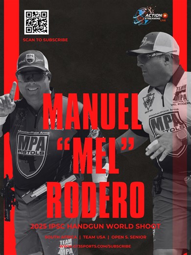 2.6K views · 42 reactions | Manuel “Mel” Rodero steps onto the 2025 IPSC Handgun World Shoot stage with experience. In the Open S. Senior Category, his shots are a test of speed, discipline, and accuracy. When the stakes rise, he takes on the challenge.  Subscribe at www.GT3Sports.com/subscribe LIVE #HWS2025 #TeamUSA #opensupersenior #IPSCWorldShoot #GT3Sports #ActionStreamingLive #OpenGun #WomenInShooting #ShootingSports #USPSA | Action Streaming LIVE | Facebook