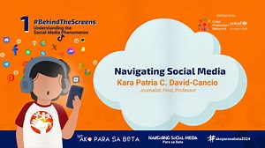 Ever wondered what makes a video go VIRAL? 𝗠𝘀. 𝗞𝗮𝗿𝗮 𝗣𝗮𝘁𝗿𝗶𝗮 𝗖. 𝗗𝗮𝘃𝗶𝗱-𝗖𝗮𝗻𝗰𝗶𝗼 discusses this in her presentation on 𝗡𝗮𝘃𝗶𝗴𝗮𝘁𝗶𝗻𝗴 𝗦𝗼𝗰𝗶𝗮𝗹 𝗠𝗲𝗱𝗶𝗮. AKO PARA SA BATA 2024 is presented by the Child Protection Network Foundation, Inc. and UNICEF Philippines. #AkoParaSaBata #ChildProtectionNetwork #APSB #BehindTheScreens | AKO PARA SA BATA