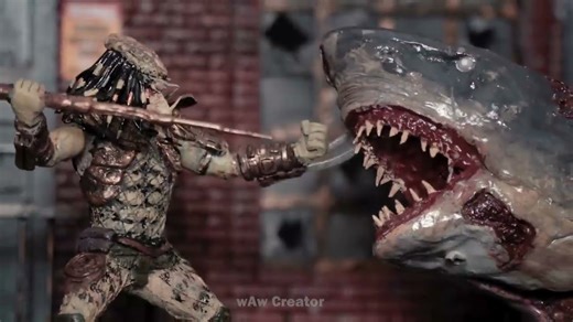 I made diorama of predator fight with zombie shark / Waw creator
