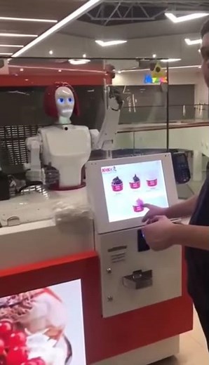 Super cool ice cream robot vending machine, unmanned vending