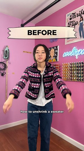 Accidentally shrunk your sweater? Try out this simple hack to restore it to its original size! This won't work everytime but it doesn't hurt to try before you decide to donate anything. For anyone interested in learning more about this technique, it's known as "blocking" in knitting :) #sweaters #lifehacks #secondhandfashion | Coolirpa
