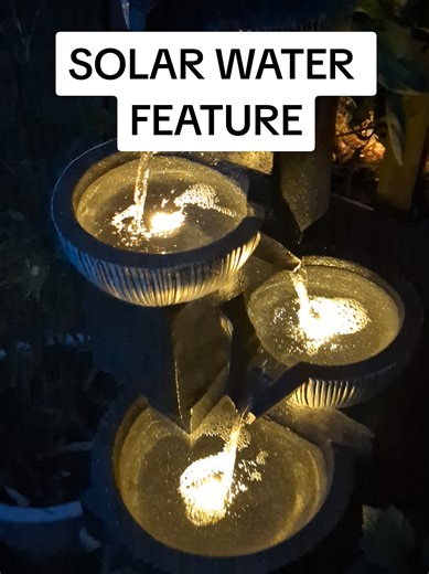 This water feature looks stunning! It's solar powered and works when dark thanks to its rechargeable solar battery. #waterfeature #solarwaterfountain #gardenlife #tiktokmademebuyit