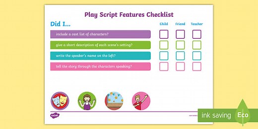 KS1 Play Script Checklist