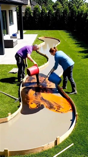 Backyard Epoxy Makeover — Mirror-Marble Path Reveal #DIY #Epoxy #Garden #TimeLapse