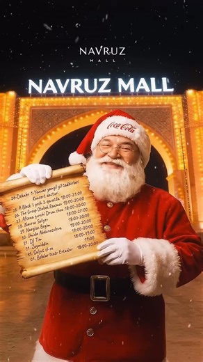 Navruz Mall on Instagram: "🎉 26-dekabrdan 1-yanvargacha — Navruz Mall’da YANGI YIL BAYRAMI! 🎄 Yangi yilni konsertlar, shoular va kayfiyat bilan kutib olamiz! 💃🕺 Barchasi Navruz Mall savdo markazida 👇 📅 Tadbirlar jadvali: 🔹 26-dekabr | 18:00–21:00 A Block Sarpo Center 4 yoshda 2-qavatda The Group — Otabek Raximov 🔹 27-dekabr | 18:00–20:00 Afsona guruhi — Drum show 🥁 🔹 28-dekabr | 18:00–20:00 Navruz Soliyev 🎤 🔹 29-dekabr | 18:00–20:00 Nargiza Begim ✨ 🔹 30-dekabr | 18:00–20:00 Umida Ab