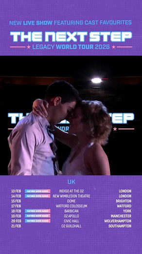 The Next Step has entertained dance fans on air for 10 seasons and they’re taking The Legacy World Tour to the UK in February 2026. Matinee shows have just been added due to demand!  Expect new choreography and a cast of fan-favourite dancers from across the series’ 13-year run. Tickets on sale now! | The Next Step | Facebook