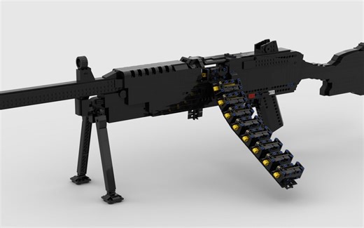 乐高枪moc M249 LMG 全自动弹链供弹射击 高颜值 | 暴力美学