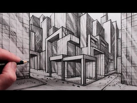 How to Draw a City in Two Point Perspective Fast