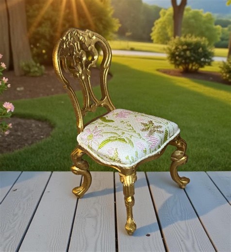 1:12 DOLLHOUSE Scale Gold and Brocade French Rococo Side Chair - Etsy