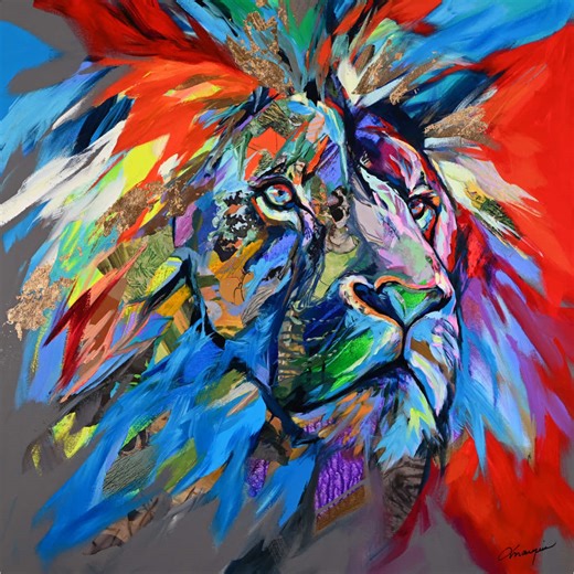 Want to learn how to paint a lion like this one? Come and take my online course, I'll teach you my technique from start to finish! Link in bio #fyp #artist #painting #tutorial