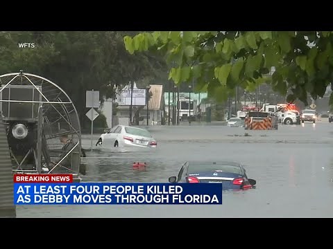 Hurricane Debby kills 4, weakens to tropical storm