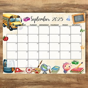 EDITABLE SEPTEMBER 2025 Calendar, Back to School Cute September Calendar, Printable Monthly Schedule for Home Work Office, Instant Download - Etsy Australia