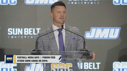 Head Coach Bob Chesney and players Pat McMurtrie and Trent Hendrick were live at Sun Belt Conference Football Media Days for the team's press conference in New Orleans. | JMU Football