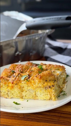 Tater Tot Breakfast Casserole in the Blackstone Pellet Grill