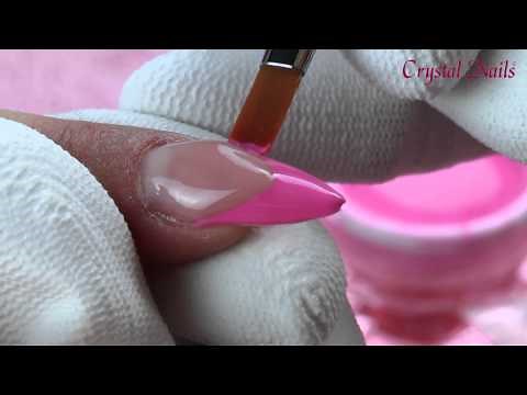 Mandula köröm építés zseléből - színes zselés díszítés Opál beépítéssel