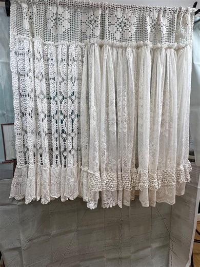 Vintage Milky White Lace Curtain Panel | Handmade Crochet & Lace Curtain | Cottagecore Window Decor - Etsy