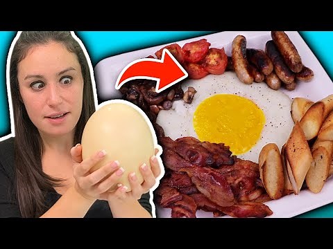 DIY GIANT English Breakfast made from an OSTRICH EGG 🍳