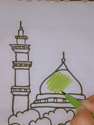 coloring Masjid e Nabwi 💚✨ part 1 #viral #fyp #art #drawing #madina