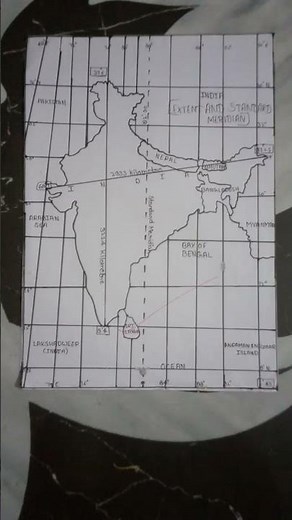 India (Extend And Standard Meridian) map work #history #map #mapping #global map #india map
