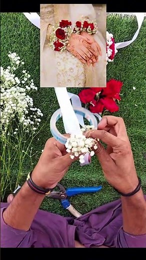 How to Make Gajray with Real Flowers for Marriage - DIY Wedding Kangan Bangles Red Roses #shorts